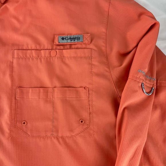 Columbia PFG Shirt Men L Orange Button Down Omni Shade Outdoors Fishing Camp - Picture 4 of 13